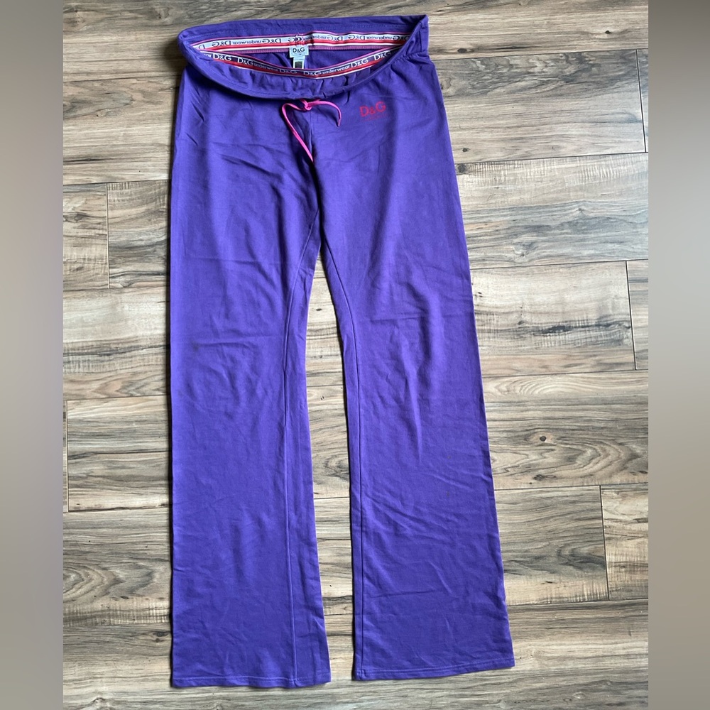 D&G Dolce& Gabana Underwear Purple Lounge Pants with Pink Accents